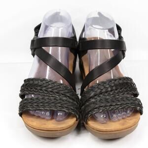 BARETRAPS Celan Braided Wedge Sandals Black Faux Leather Comfort Sz‎ 9